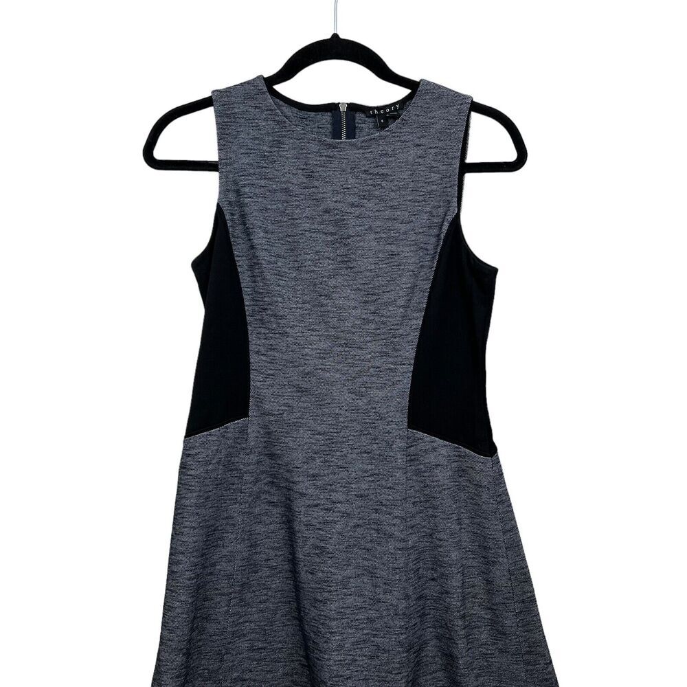 Theory Womens Sheath Dress Stretch Round Neck Sleeveless Zip Black Blue Size 6* - Picture 2 of 6